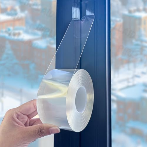 Transparentes Fensterdichtungsband 5 CM x 10 M Transparentes Fensterisolierungsdichtungsband AC Klimaanlage Abdichtung Band keine Rückstände, selbstklebend für Keep Out kalte Luft Staub Regen, was