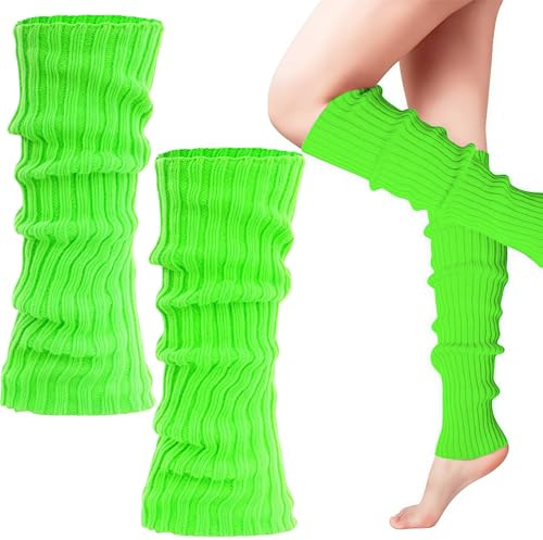 WANGWANG Sexy Damen Atulpen Grün, Beinstulpen Damen für 80er 90er Jahre Kostüme zu Motto Partys, Neon Strümpfe für Fasching Karneval | Tanzen Aerobic Kostüm Accessoires