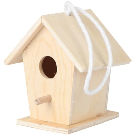 VANZACK Holz Vogelhaus Selbstgemacht Mit Aufhängeband Kleines Handbemaltes Nistnest Für Vögel Garten Dekoration Für Kinder