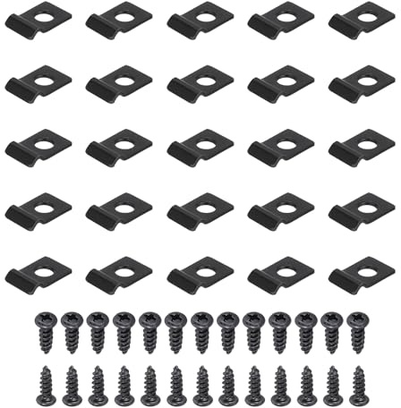 sourcing map 25Pcs 2mm(1/16) One Hole Pipe Strap, Rigid U Brackets Conduit Clamp Heavy Duty Carbon Steel Pipe Strap Clip with Self-Tapping Screws for Fixing Tube Cable Wire Cord, Black