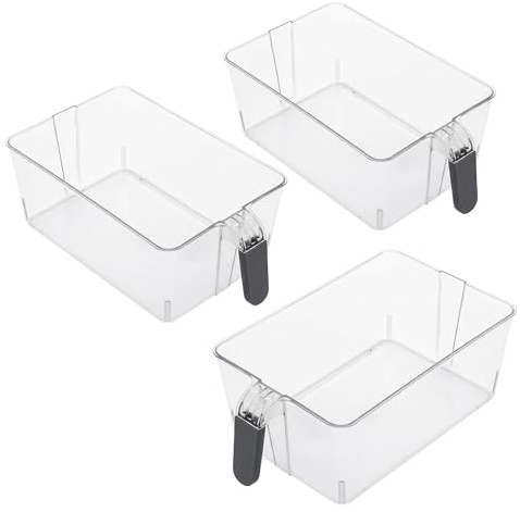 Spetebo Kunststoff Kühlschrank Box mit Griff 31x18 cm klar - 3er Set | Aufbewahrungsbox für die Küche, Lebensmittelecht, Organizer für Obst und Gemüse, Durchsichtig