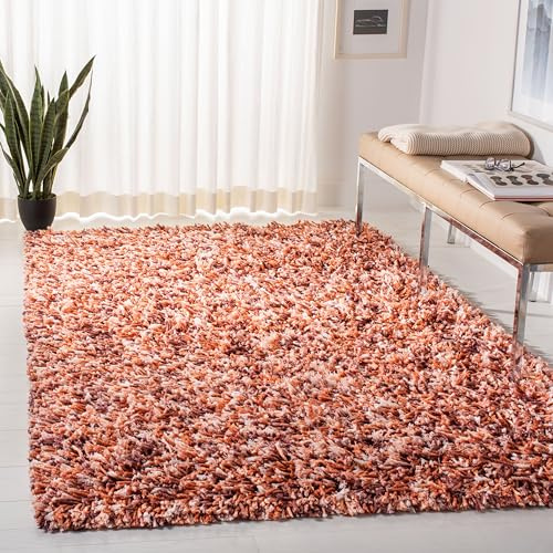 Safavieh Rio Shag Collection SG960F Hand-Woven Area Rug, 5' x 8', Grey/Ivory