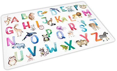 stabiles Vinyl Tischset mit Lerneffekt für Kinder Platzdeckchen Platzset abwaschbar reißfest farbecht (Tier ABC)