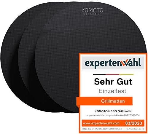 KOMOTO® BBQ Grillmatte (3er Set) rund Ø 38 cm I Extra Dick I Für Gasgrill und Holzkohle