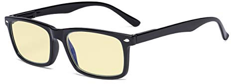 Eyekepper Blaulichtblockierung Lesebrille Herren Damen mit gelber Filtergläser - Comfort Computer Brille - Schwarz +1.50