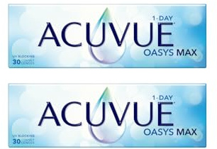 ACUVUE OASYS MAX 1-Day, lenti a contatto giornaliere; Comfort tutto il giorno e visione nitida, filtrano la maggior parte della luce blu-viola;-1.25 diottrie; BC 8.5; DIA 14.30; 30 lenti
