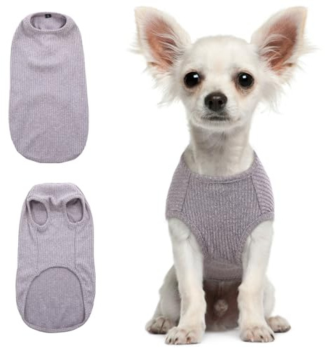 Hundeshirt für Kleine Hunde | Sommer Hund T-Shirt Atmungsaktiv & Leicht | Weich & Bequem, Rundhals Design | Hunde Bekleidung | Chihuahua, Yorkshire Terrier (Grau XS)