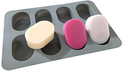 WonDerfulC Olika 8-håls oval silikon tvålform flexibel silikon tvål ljusformar polymerlera verktyg gör-det-själv tårta choklad godis kaka bakning form