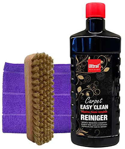 iXtral® Carpet EASY CLEAN Polsterreiniger Teppichreiniger Fleckentferner Konzentrat Aktivschaum auch für Autositze u.a. Textilien mit Mikrofasertuch und hochwertiger Naturhaarbürste