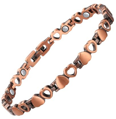 Bracelets magnétiques en cuivre avec motif cœur pour femme, avec aimants, cadeau pour maman, épouse, cadeau de fête des femmes