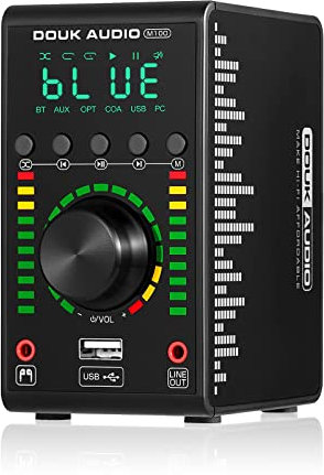 Douk Audio M100 Mini Verstärker, Bluetooth 5.0 Digitalverstärker mit USB DAC Coaxial/Optical Amplifier, 68W×2 für Heim-Audio-Anlagen