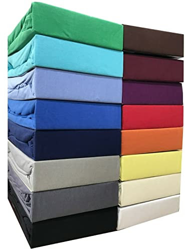 Leonado Vicenti Spannbettlaken 100% Baumwolle Jersey Spannbetttuch Bettlaken Farben Größen wählbar ÖKO TEX Standard 100, Gelb, 90 x 200 - 100 x 200 cm