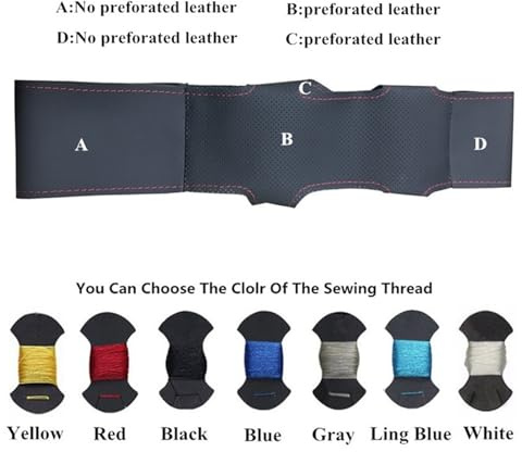 Für Mercedes Für Benz W203 Für C-Klasse 2001-2007 GKMHiR DIY Schwarz Lenkradbezug Kunstleder Auto Lenkradbezug Lenkrad Abdeckung (Color : Black Thread)