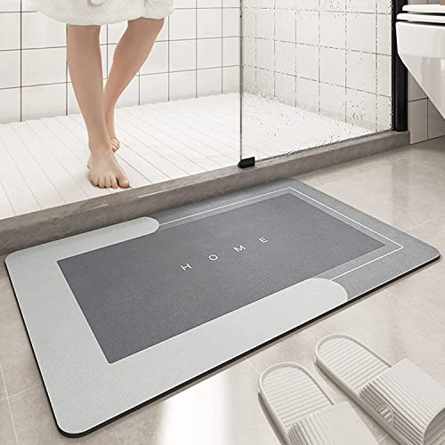 Bingobang Absorbent Bath Mat Non Slip Anti Mould 45 x 75 cm, Diatom Mud Bathroom Shower Floor Mat, Quick-Dry 4 Layer Thickened Rug for Bedroom, Kitchen, Toilet, Door