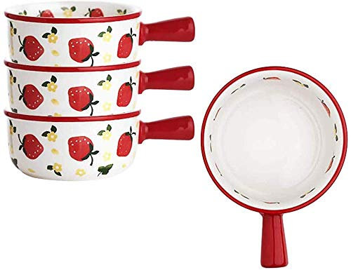 YZJSSL 4 French Onion Soup Bowls with Handle, 12oz Porcelain Serving Bowls for Cereal, Soup, Rice, Chili, Beef Stew, Oatmeal, Dishwasher Safe Bakeware
