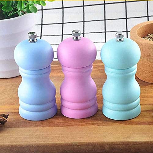 TONZN 1 Piece Manual Wood Chili Mill Household Ceramic Core Chili Salt Container Household Appliances-Salt Salt Mill Chili Frosting Mill-Green Salt Mill Salt and Pepper Mills (Blue)