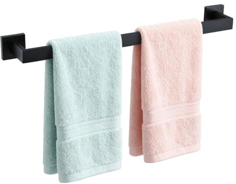 TURS Matt Black Single Towel Rail Wall Mounted Towel Bar,60cm/23.6in