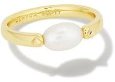Kendra Scott Leighton 14k Gold-Plated Brass Pearl Band Ring in White Pearl, Fashion Jewelry for Women, Size 6