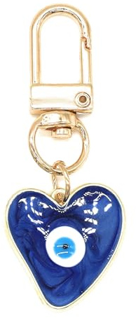 Jasimkiss Evil Eye Keychains Sweat-heart Keychains Protection Charm for Women Men Car Key Ring Bag Purse Accessories (Deep-Blue)