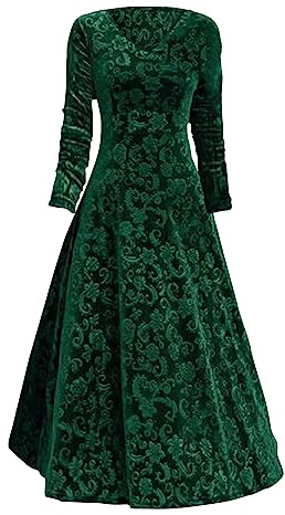 Samtkleid Damen Langarm Bodycon Wickelkleid Cocktail Partykleid Hochzeitsgastkleid Festliches Kleid Frauen Herbst Winter Langkleid A-Line Swingkleid Elegante Retro Abendkleid