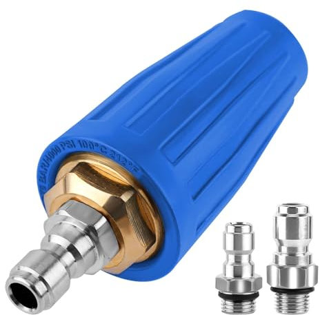 Ugello Turbo per Idropulitrice, 4000PSI Max. 4.0GPM Idropulitrice a Sgancio Rapido Adattatore Rotante per Ugello Turbo con Connettori Rapidi da 0,64cm 0,95cm per Auto ed Esterni(Blu)