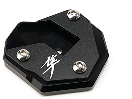 BAYDE Standverlängerungspolster Motorradständer Fußvergrößerer Seitenständerverlängerung Mit LOGO Für Suzuki Hayabusa GSXR GSX1300R GSXR 1300 GSXR1300(Black)