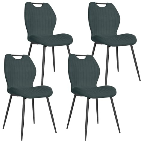JIJIAN 4er Set Stühle Esszimmer mit Chenille, Dunkelgrau Esszimmerstühle | Metallbeinen, Bis 150 kg Belastbar, Modernes Design, Küchenstühle, Polsterstühle für Esszimmer Wohnzimmer Küche
