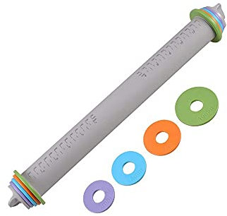 CHFYIJYHM Mattarelli for la Cottura Rullo for Pasta con Perno Regolabile in Silicone con Anelli di Spessore cancellabili for Pasta da Forno Pizza Pie