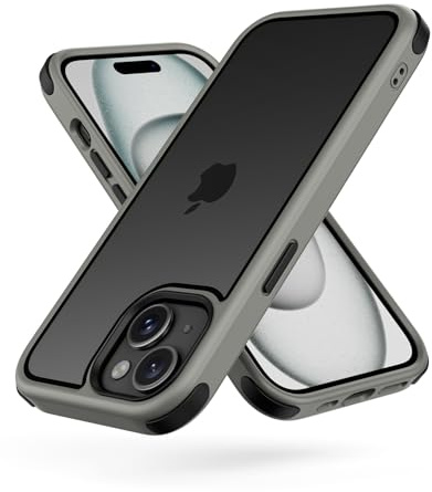 MobNano Cover Compatibile con iPhone 15, Sottile Antiurto AntiGraffio, Protettiva Custodia Compatibile con iPhone 15, 6.1 Pollici - Grigio Titanio/Nero