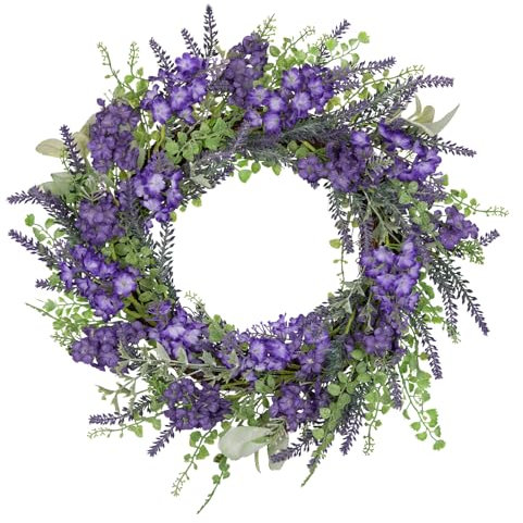 Arborus Artificial Lavender Wreath 20 Spring Wreaths for Front Door Faux Summer Floral Wreaths Greenery Leaves Wreath for All Seasons Farmhouse Valentines Wedding Home Decor