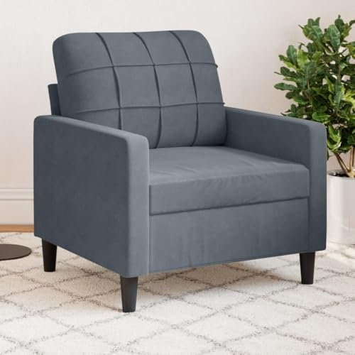 Willood Sessel Relaxsessel Sofa für Wohnzimmer, Loungesessel Polstersessel Metallgestell, Fernsehsessel Ruhesessel Clubsessel Dunkelgrau 60 cm Samt