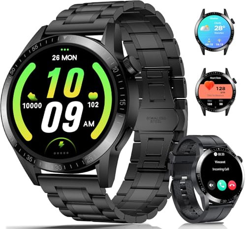 LES FLEURS Smart Watches for Men Answer/Make Call, 1.39 Sports Fitness Watch for Android IOS Phones, 24/7 Fitness Tracker with Heart Rate SpO2 Stress Sleep Monitor, IP67 Waterproof Smartwatch for Men