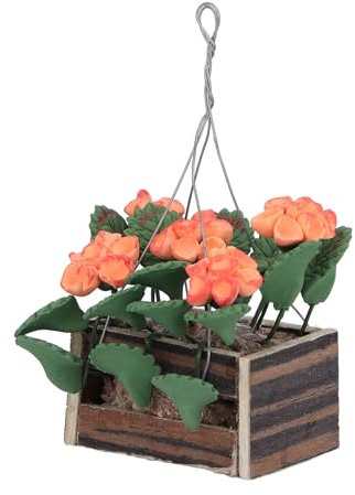 1:12 Scale Dollhouse Miniature Hanging Flower Basket Plant, Simulation Plant Pot for Decoration Mini Pots Set Potted Plants Doll House Artificial Model Bonsai Garden Decorations