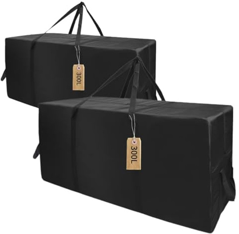 APKOL 2Pcs 300L Große Aufbewahrungstasche XXL, Reisetasche Groß,Große | 118x55x46cm Umzugstaschen Reisetasche groß Tragetasche mit Handgriff Reißverschluss,Storage Bag,Schwarz