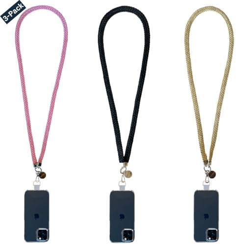 GEMSTRAP Chaîne de téléphone Portable - Collier pour Smartphone - 120cm - Avec mousquetons et Attache téléphone Universelle