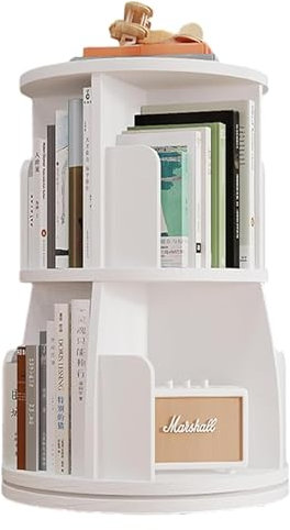 HEIDOUOZ Drehbares Bücherregal, Standregal Drehregal, 360-Grad-Eck-Bücherregal for kleine Räume, bodenstehendes Bücherregal, schmaler Organizer(2-Tier)