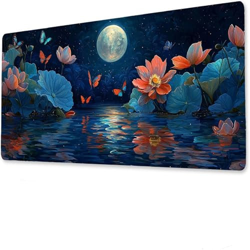 jeihenhg XXL Gaming Mouse Pad 1000x500x5mm Luna, Vade Escritorio Antideslizante, Alfombrilla Ratón Grande, Impermeable Alfombrilla Teclado Planta, Tapete de Escritorio Uso doméstico Oficina I-2