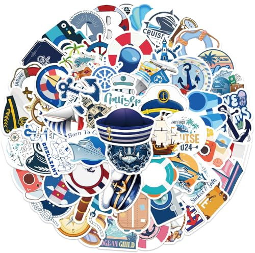 60 Stück Vintage Kreuzfahrt Sea Welt Reisen Aufkleber Set für Auto Skateboard Laptop Motorrad Gepäck Wasserdichte Vinyl Aufkleber