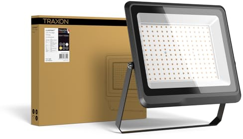 TRAXON LUXPOINT® Floodlight LED - Foco Proyector Negro exterior 150W 4000K 110Lm/W, Aluminio Protección IK08 Resistente Agua IP65 (Luz neutra 4000K 150W | Negro)