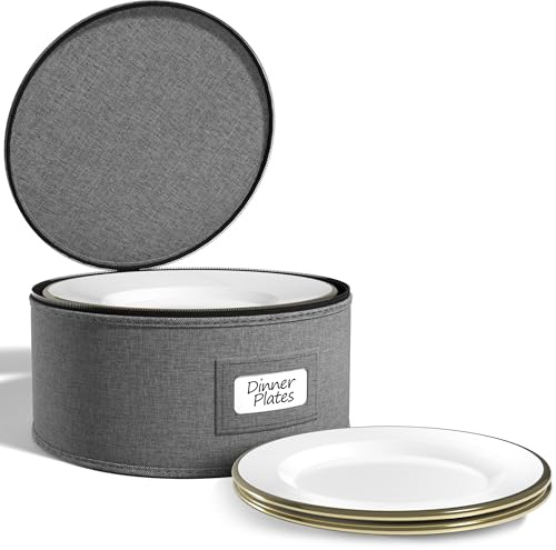 Sorbus China Storage Containers – Dinnerware Organizer for Dinner Plates with Lid (Holds Service for 12) with Felt Protectors – 12 x 6.25