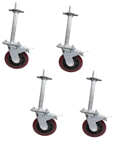 ZMTGLTG Ruedas For Andamios De 6 Pulgadas con Freno - Ruedas Giratorias For Bases Móviles, Altura Ajustable De 270 Mm, Patas De Tornillo De 300 Mm, Paquete De Cuatro(300mm)