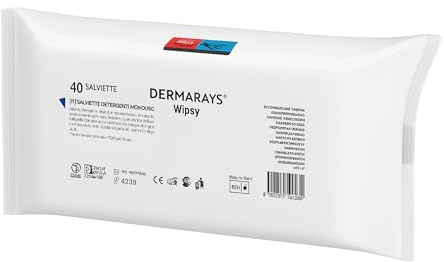 WIPSY Salviette detergenti cm 20x30 in TNT umidificate (40 pz) Salviette idratanti a PH fisiologico – Ideali per persone assistite, pazienti ed anziani