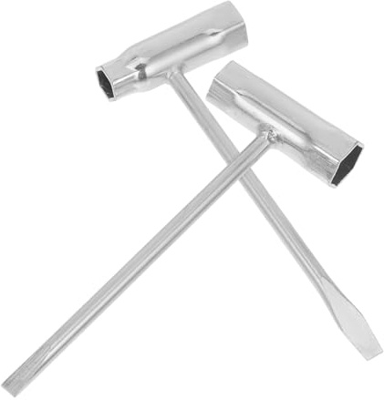 Kisangel 2pcs Chainsaw Scrench Socket Wrench Thickened T-Wrench Spanner for Lawn Mower and Chainsaw Spark Plug Adjustment Dual-Ended for Slotted and Round Screws Portable and Compact