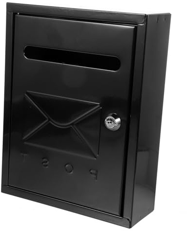 LIFKICH Vintage Wall Mounted Mailbox with Lock Rainproof Iron Letter Box for Outdoor Use European Style Post Box for Villa Weather-Resistant Metal Mailbox Space-Saving Wall Mount Design
