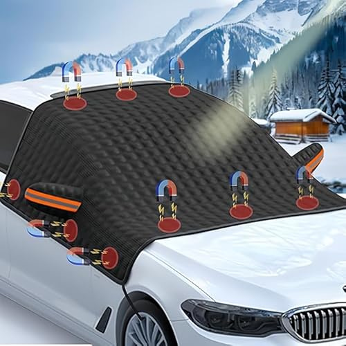 Vindrutetäckning, vindruteskydd bil magnet, bilskydd vinter, frostskydd bil framruta, vindruteskydd bil vinter för mot, snö, is, frost, damm, sol (A)