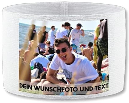 Geschenk mit Namen personalisiert by Shirtracer - Jako Kapitänsbinde - Eigenes Foto Text personalisiert - Malle Saufen Outfit mit Name Bild selber gestalten