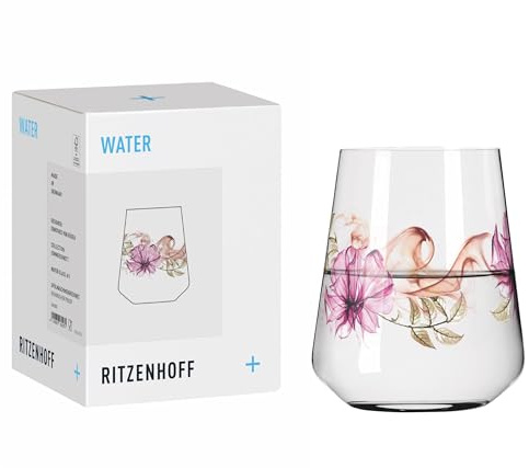 RITZENHOFF 3462003 Universalglas 500 ml - Serie Sommersonett - Motiv Blüten - Made in Germany | Artikelnr. 3462003, Serie Sommersonett, 1 Universalglas 500 ml, Kristallglas, spülmaschinenfest