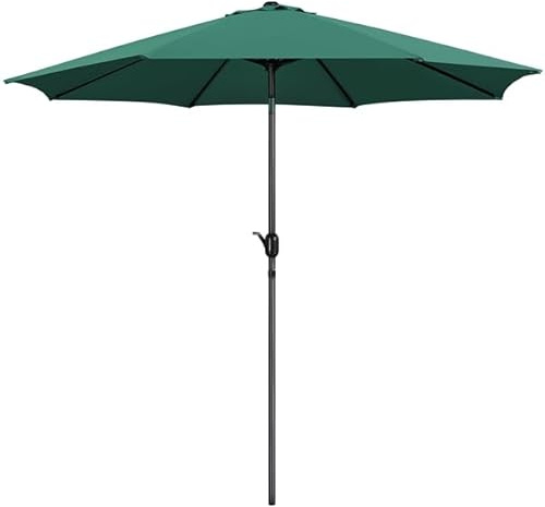 Yaheetech Sombrilla de Jardín Inclinable 294x252 cm Anti UV con Manivela Aluminio y Poliéster Impermeable para Terraza Exterior Balcón Piscina Patio Verde Oscuro