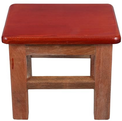 BESPORTBLE Quadratischer Holzhocker aus Massivem Holz Rustikaler Schuhwechselhocker mit Rutschfester Oberfläche Vielseitig und Stabil für Zuhause und Studentenwohnheim