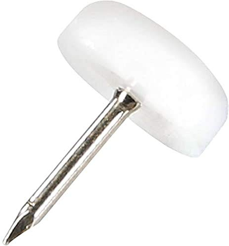 Adsamm® / 32 x plastglidare med spik, vit, Ø 15 mm, rund, möbelglidare med spik, möbel- och golvskydd i Adsamm® kvalitet